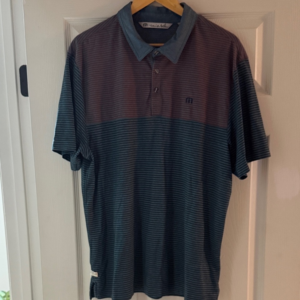Travis Matthew Striped Polo Shirt - Red and Blue